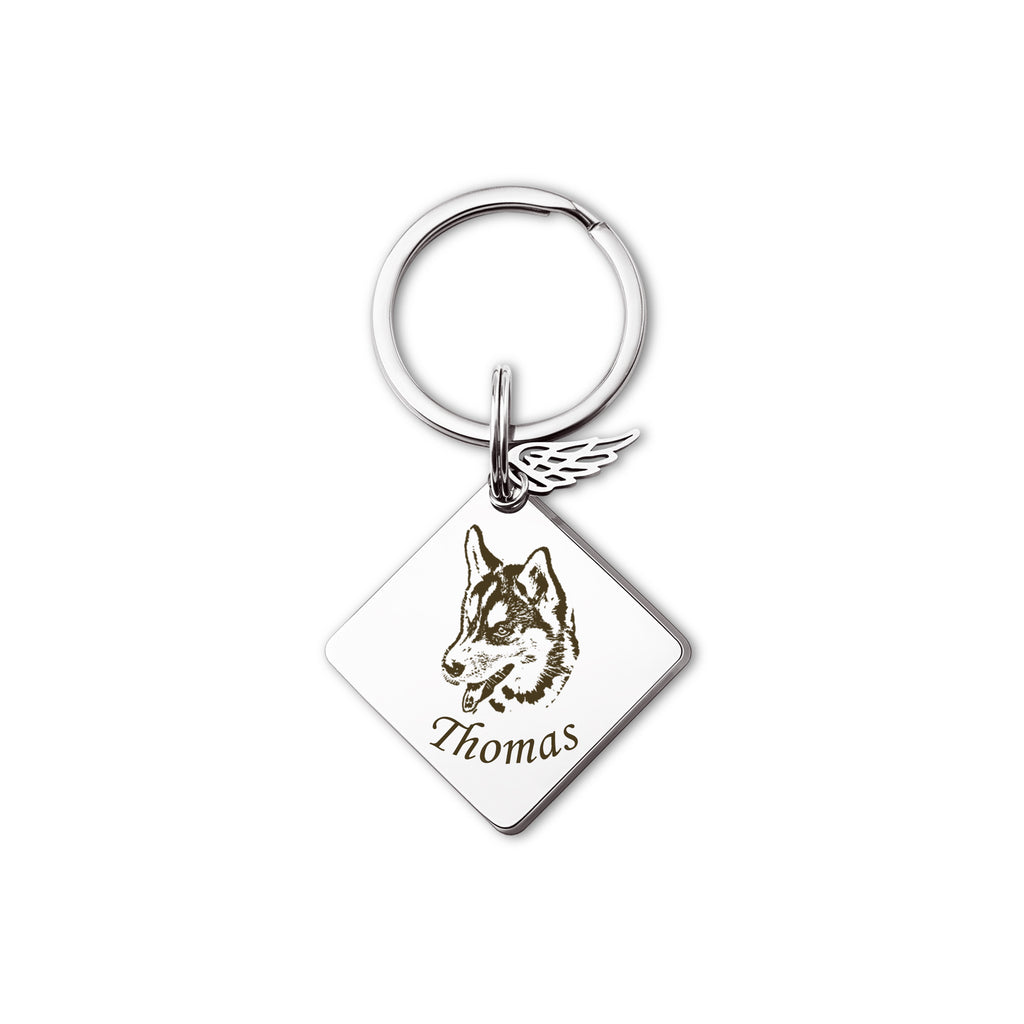 Diamond Pet Portrait Pet ID Key Chain