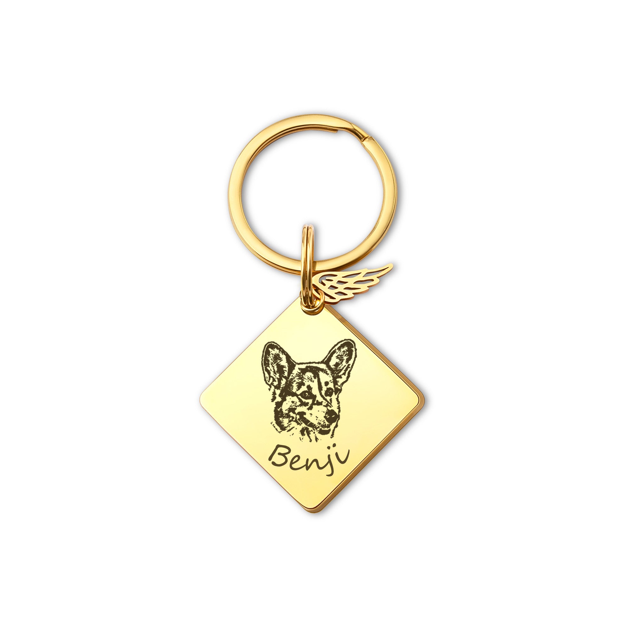 Diamond Pet Portrait Pet ID Key Chain