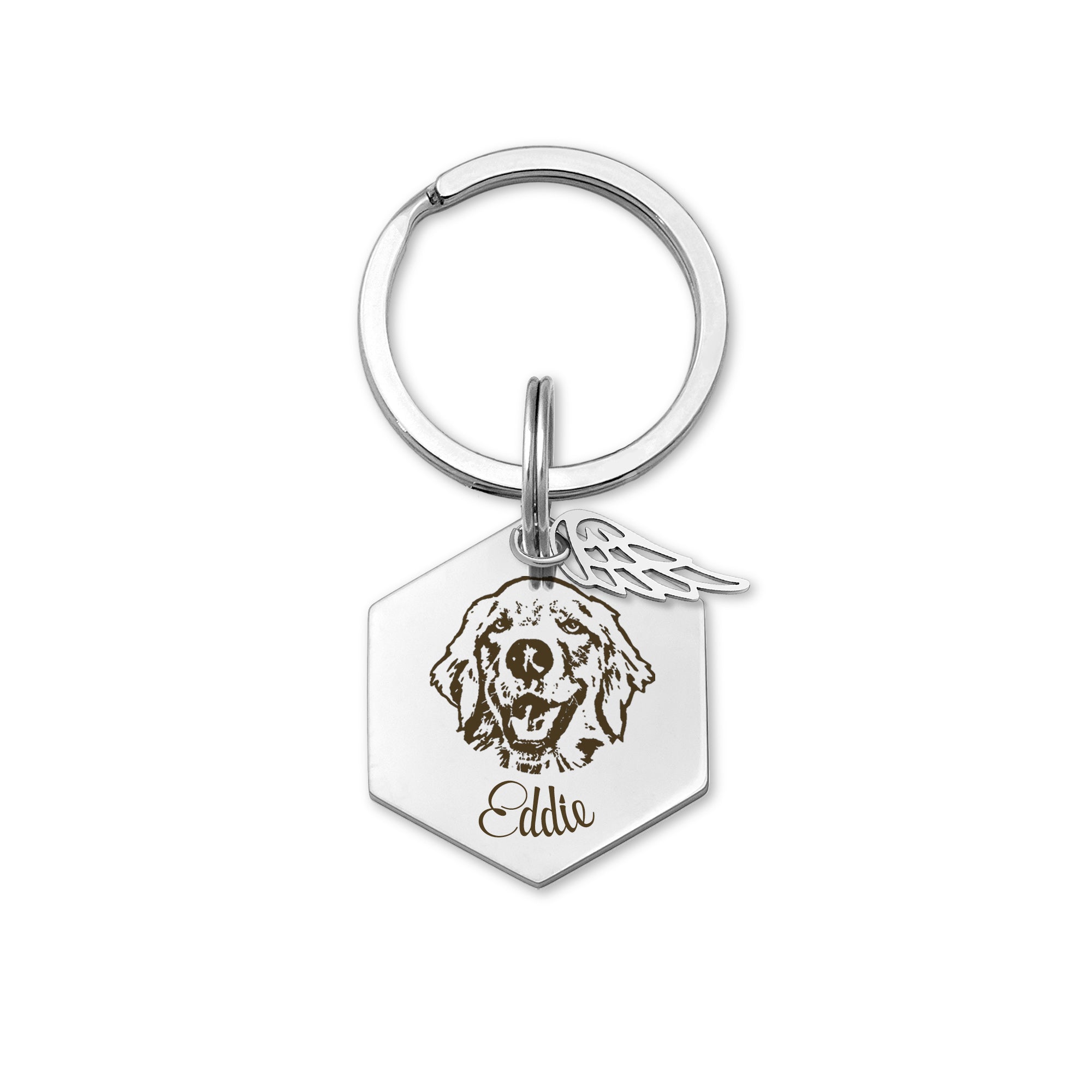 Hexagon Pet Portrait Pet ID Key Chain