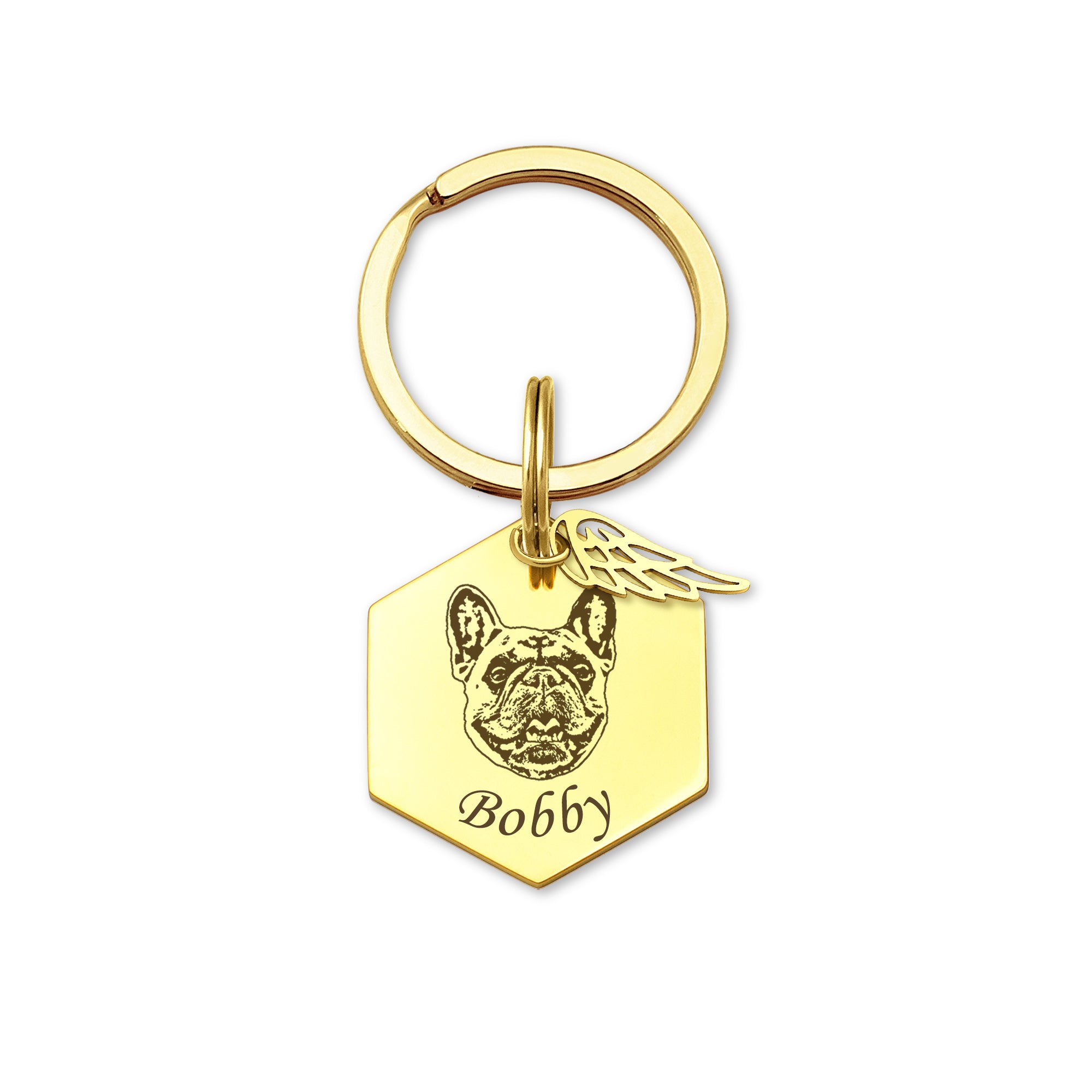 Hexagon Pet Portrait Pet ID Key Chain