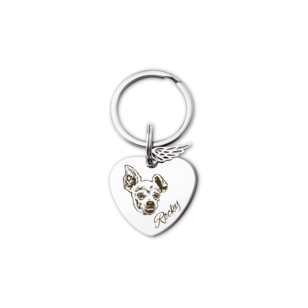 Pet Portrait Heart Pet Tag Key Chain