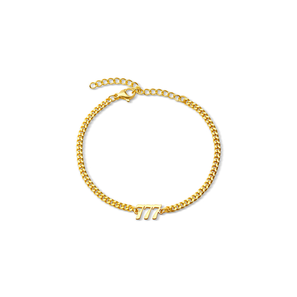 Angel Number Bracelet with Curb Chain