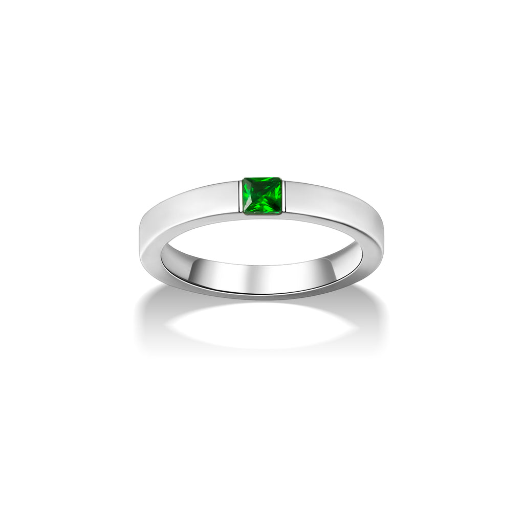 Personalized Wide Band Baguette Birthstone Ring