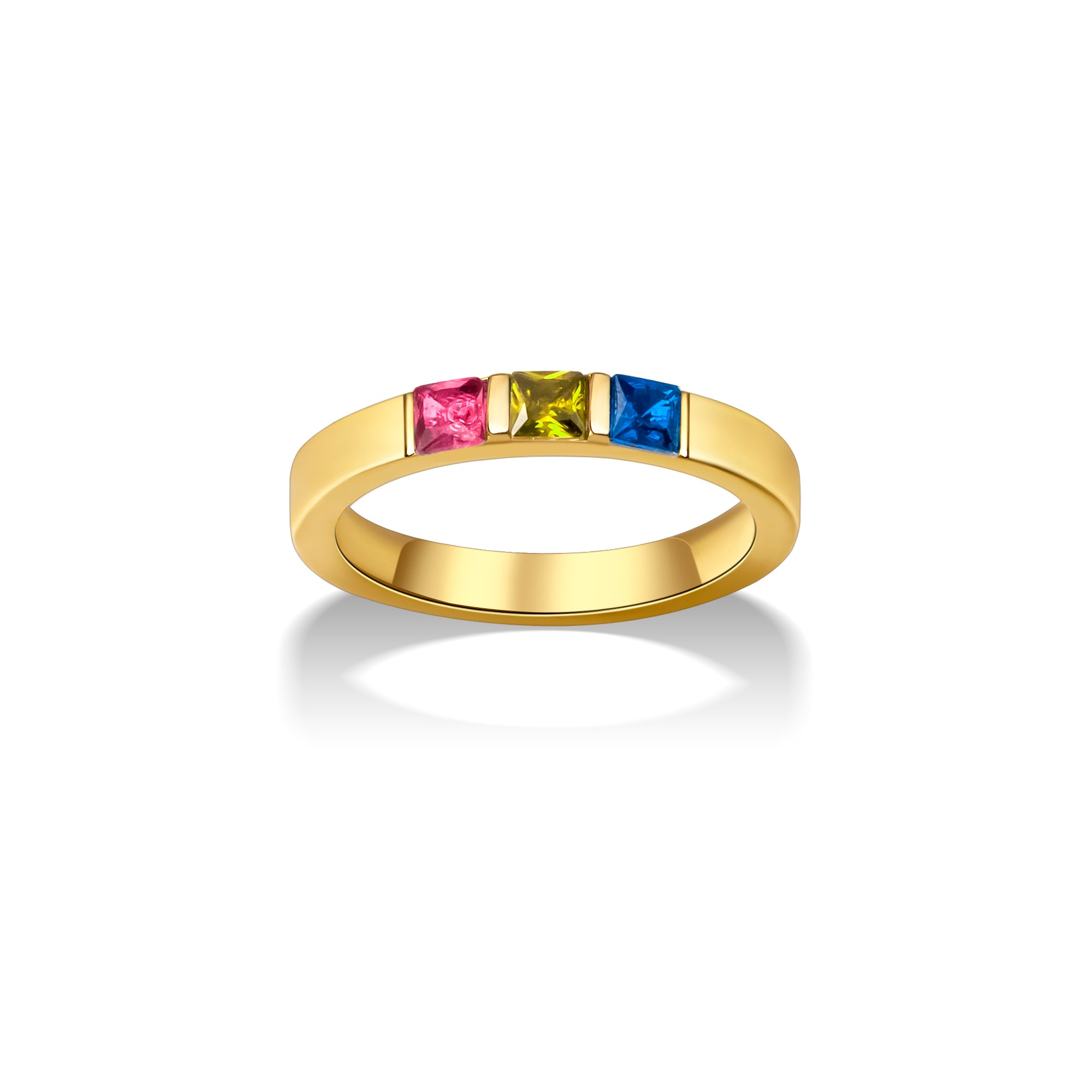 Personalized Wide Band Baguette Birthstone Ring