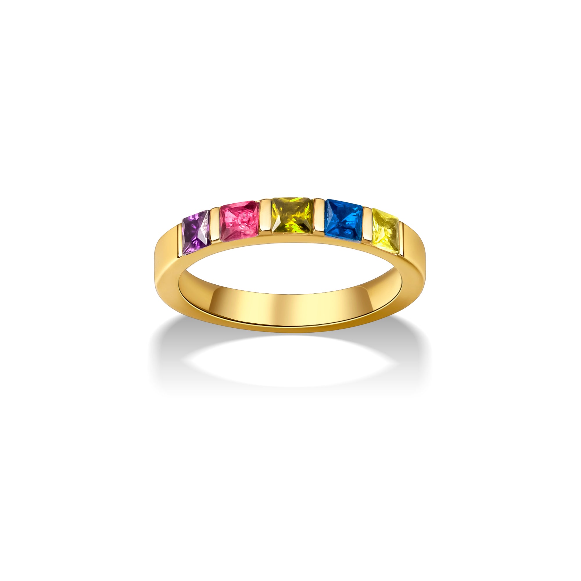 Personalized Wide Band Baguette Birthstone Ring