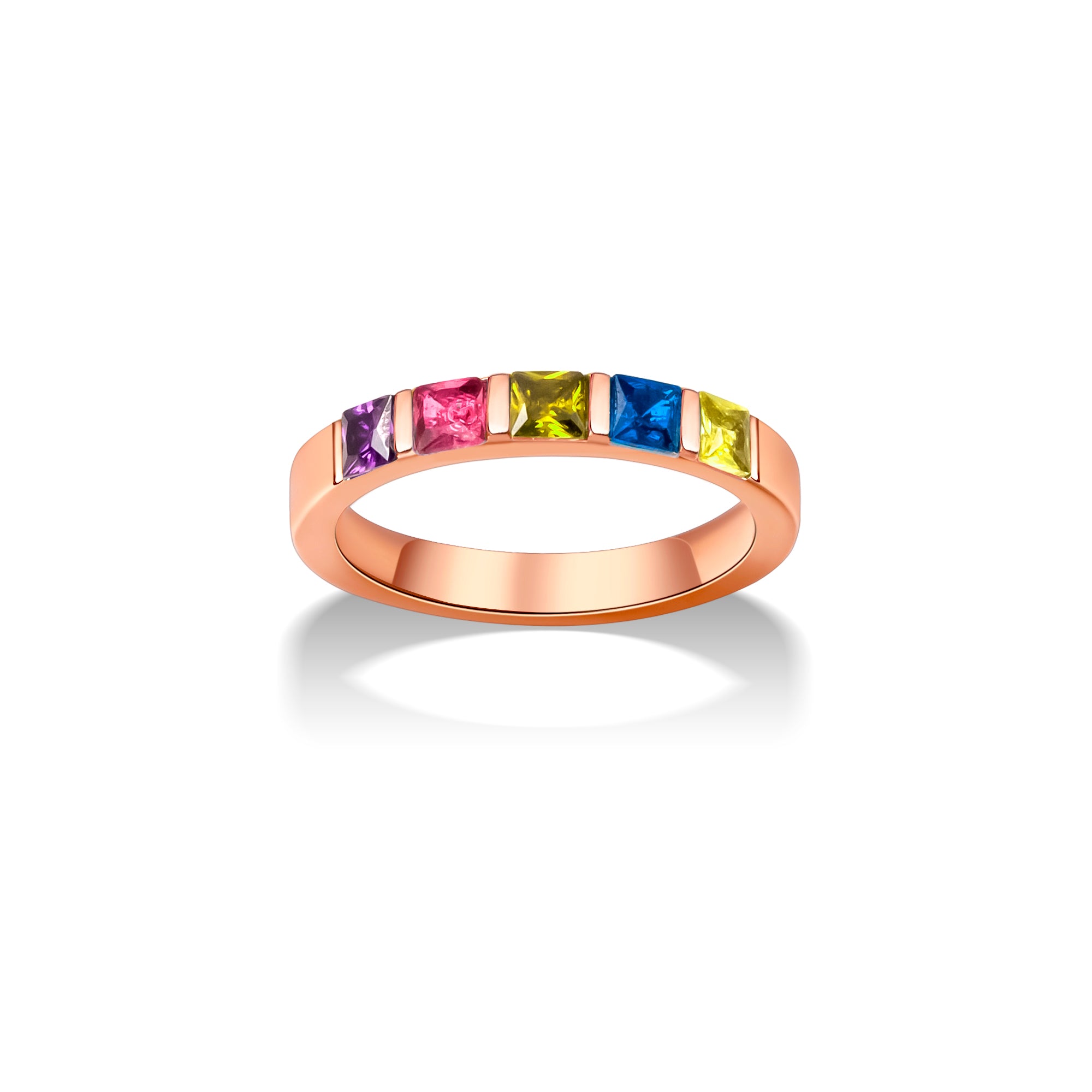 Personalized Wide Band Baguette Birthstone Ring