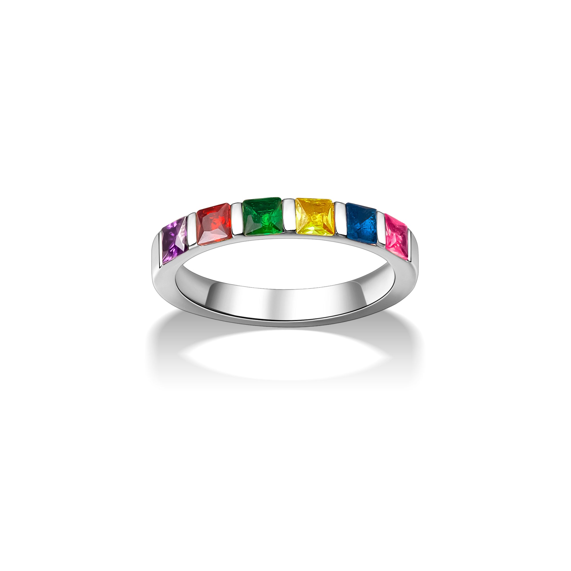 Personalized Wide Band Baguette Birthstone Ring