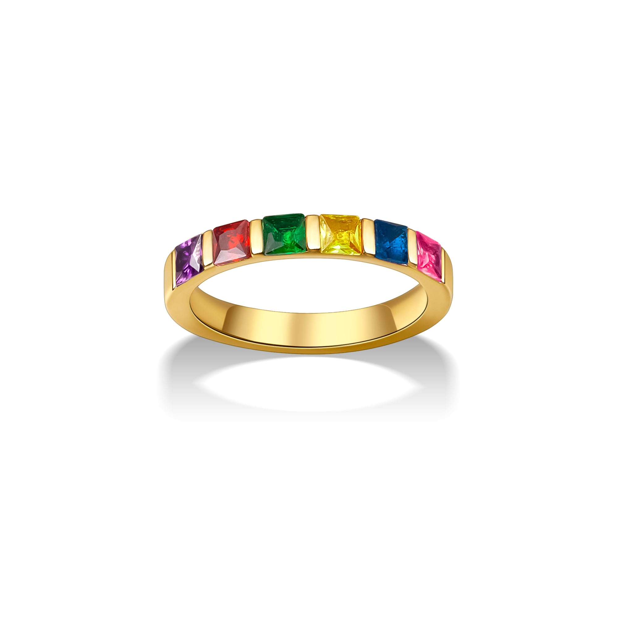 Personalized Wide Band Baguette Birthstone Ring