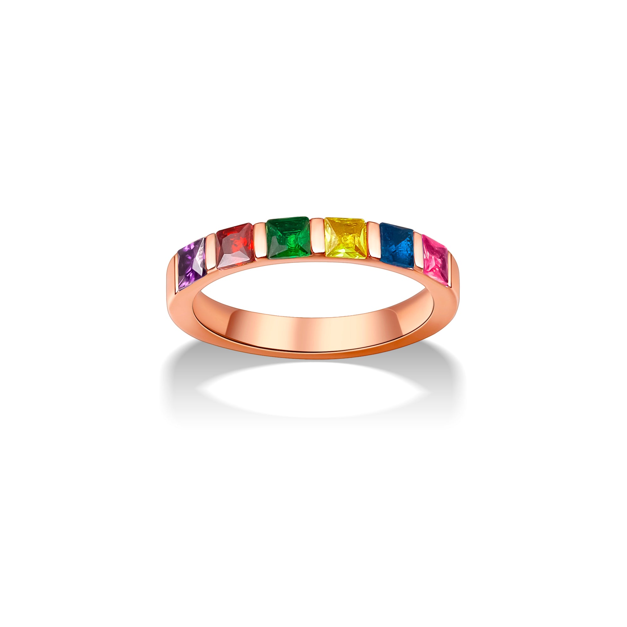 Personalized Wide Band Baguette Birthstone Ring