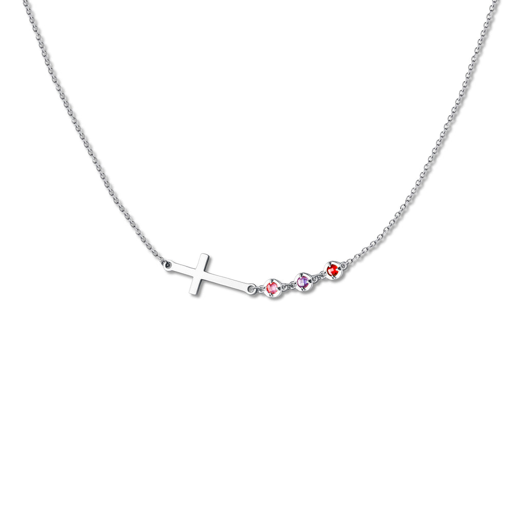 Cross with Multi-Birthstone Bracelet