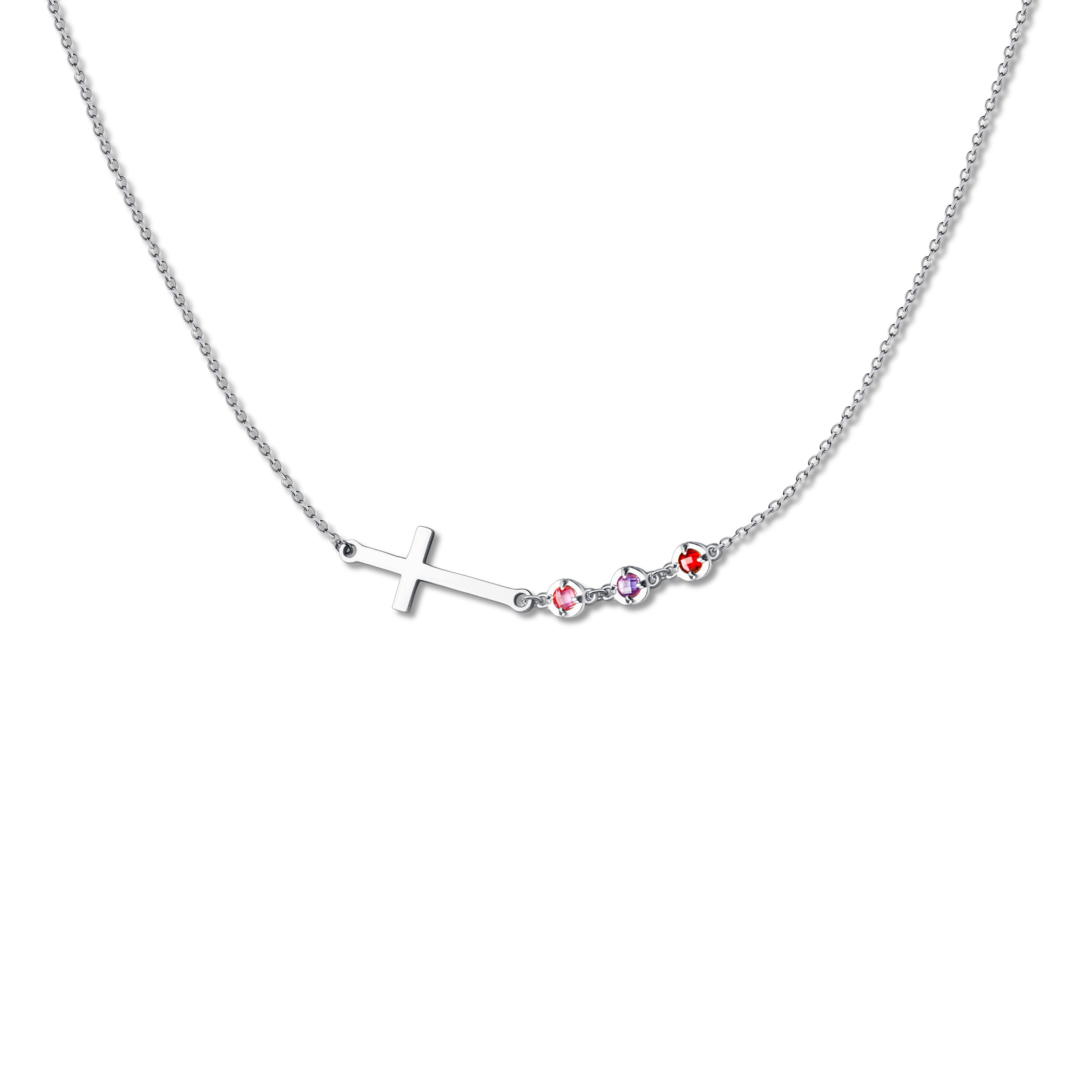 Cross with Multi-Birthstone Bracelet