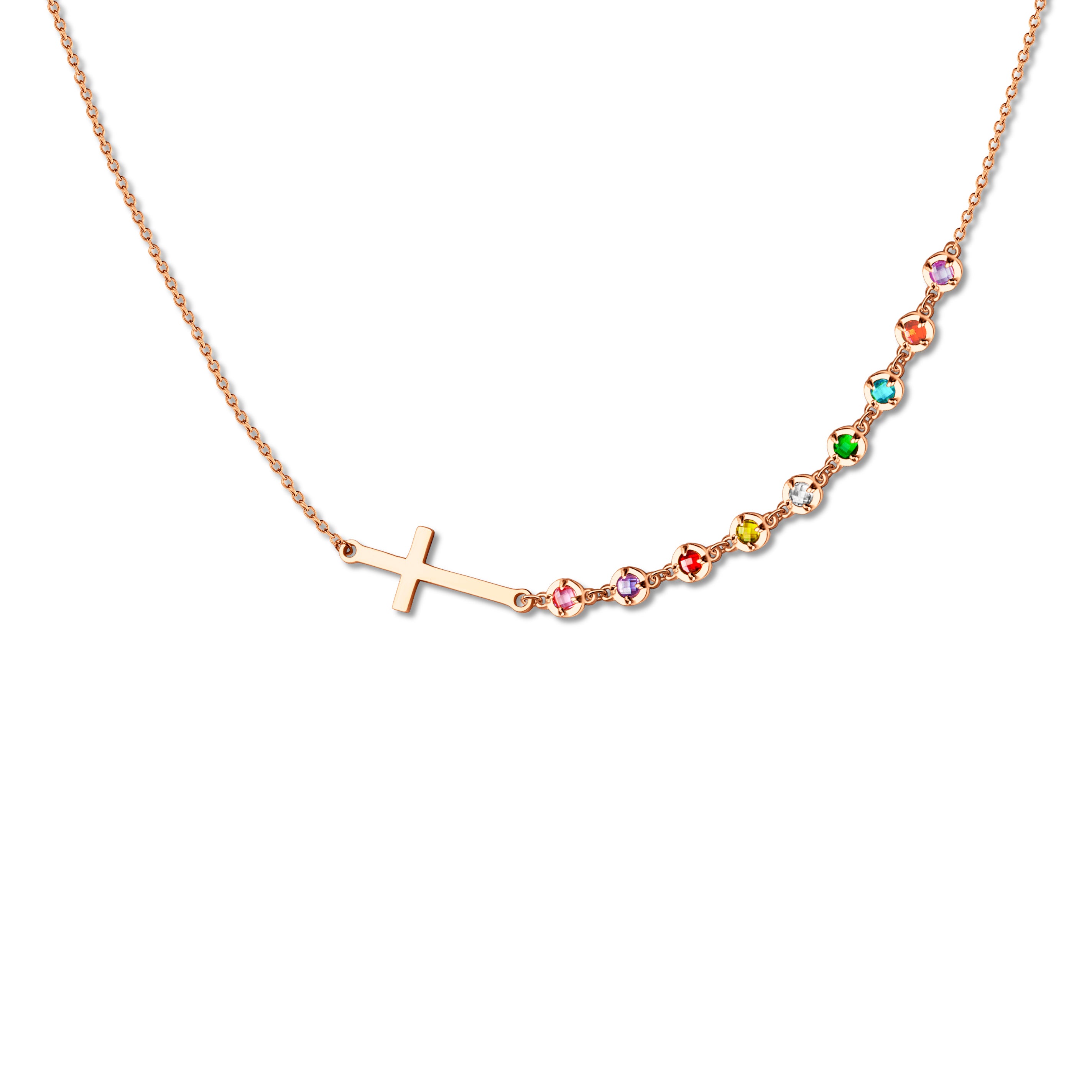 Cross with Multi-Birthstone Bracelet