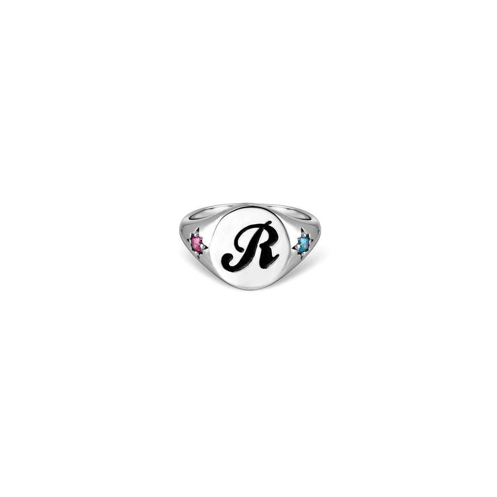 Personalized Initial and Birthstone Ring