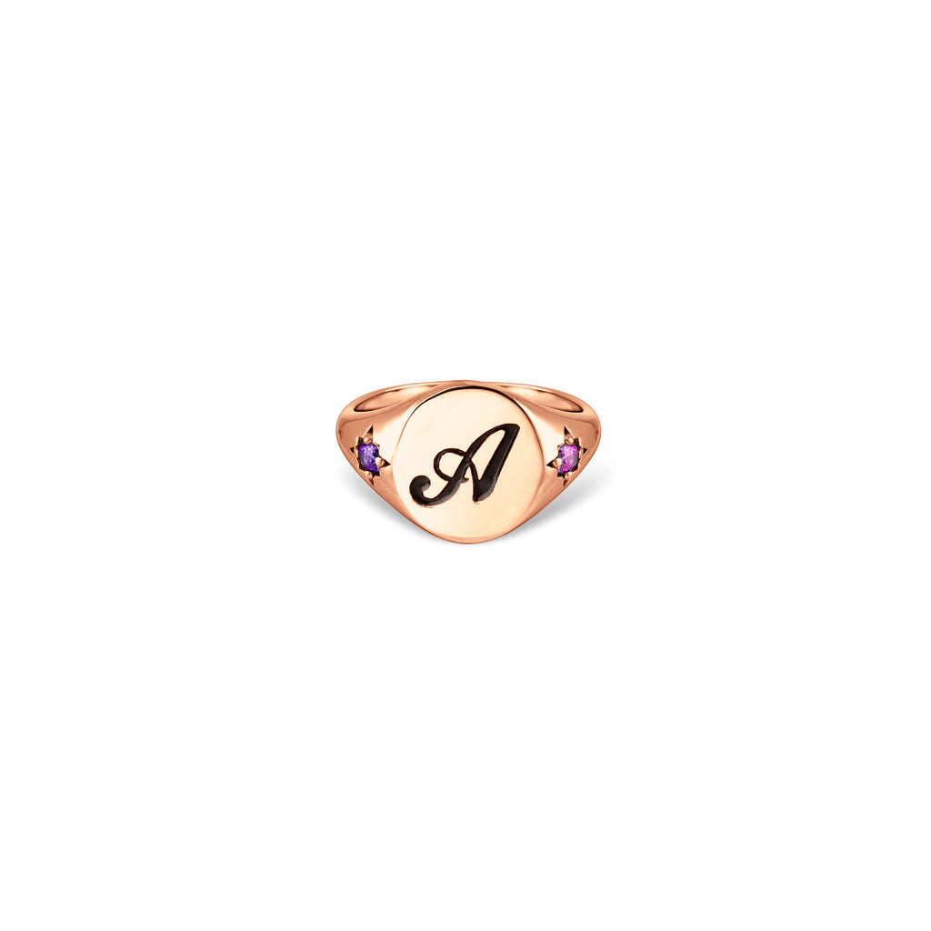 Personalized Initial and Birthstone Ring