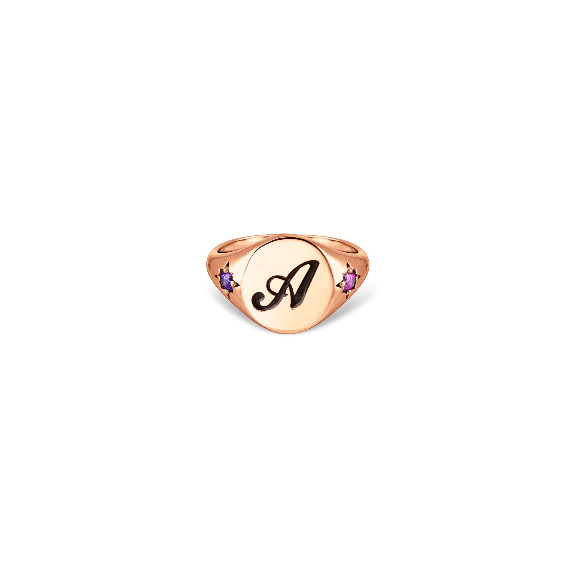 Personalized Initial and Birthstone Ring
