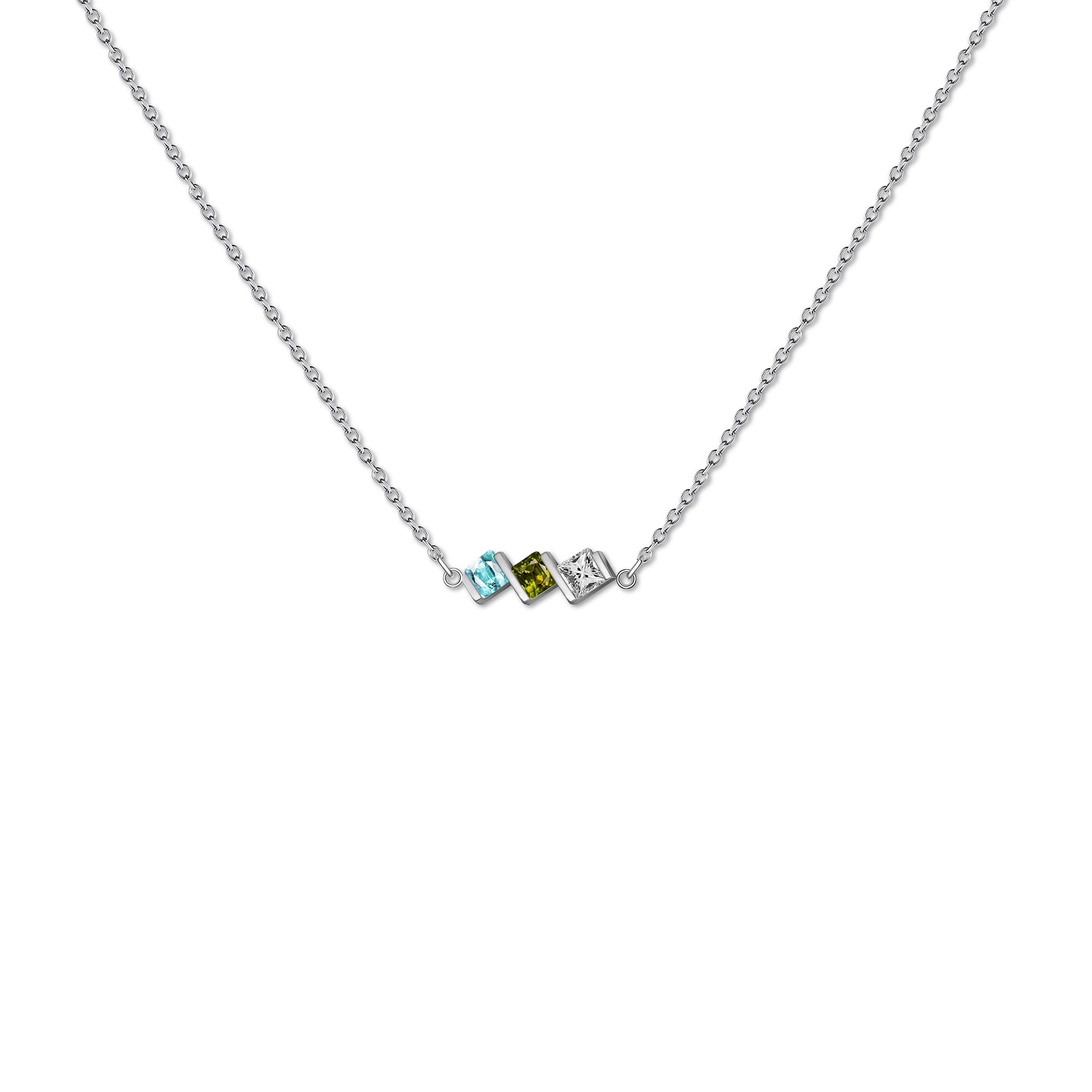Square Birthstone Necklace