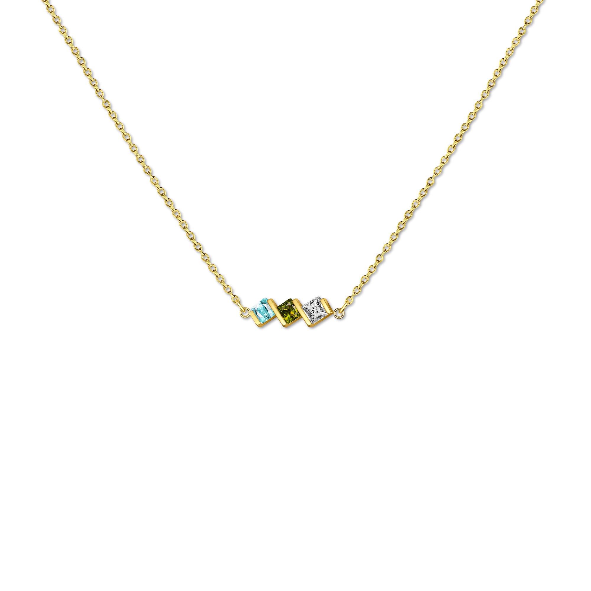 Square Birthstone Necklace