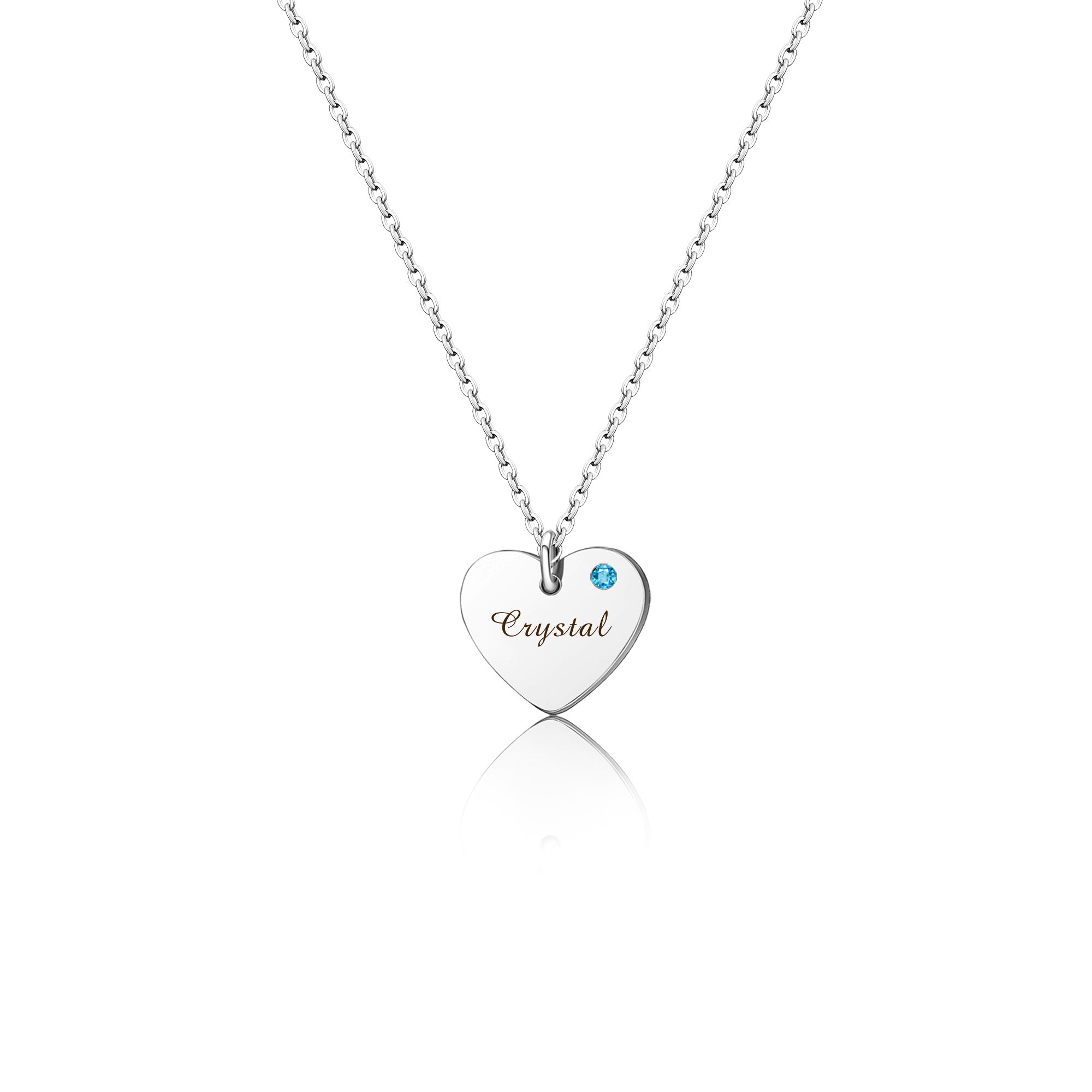 Personalized Birthstone Heart Necklace