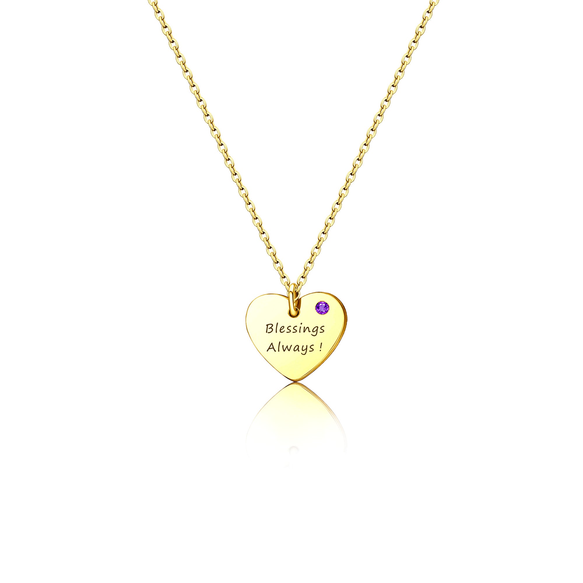 Personalized Birthstone Heart Necklace