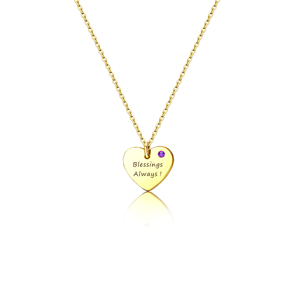 Personalized Birthstone Heart Necklace