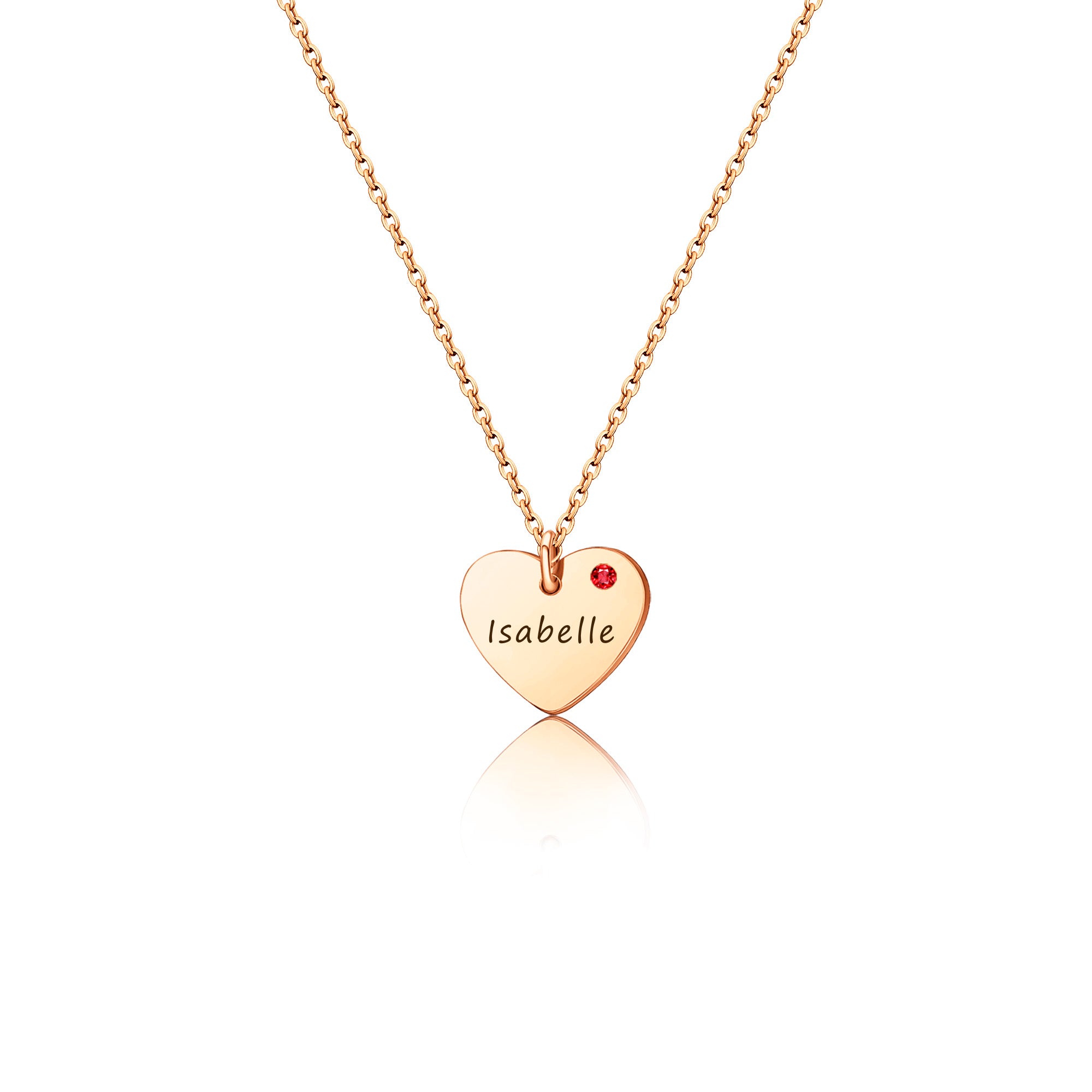 Personalized Birthstone Heart Necklace