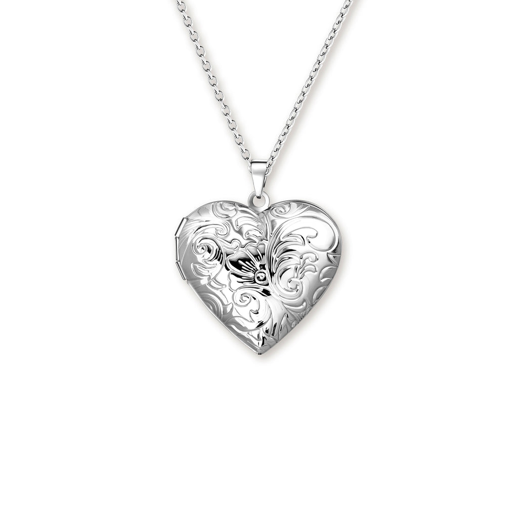 Custom Plant Pattern Photo Heart Locket