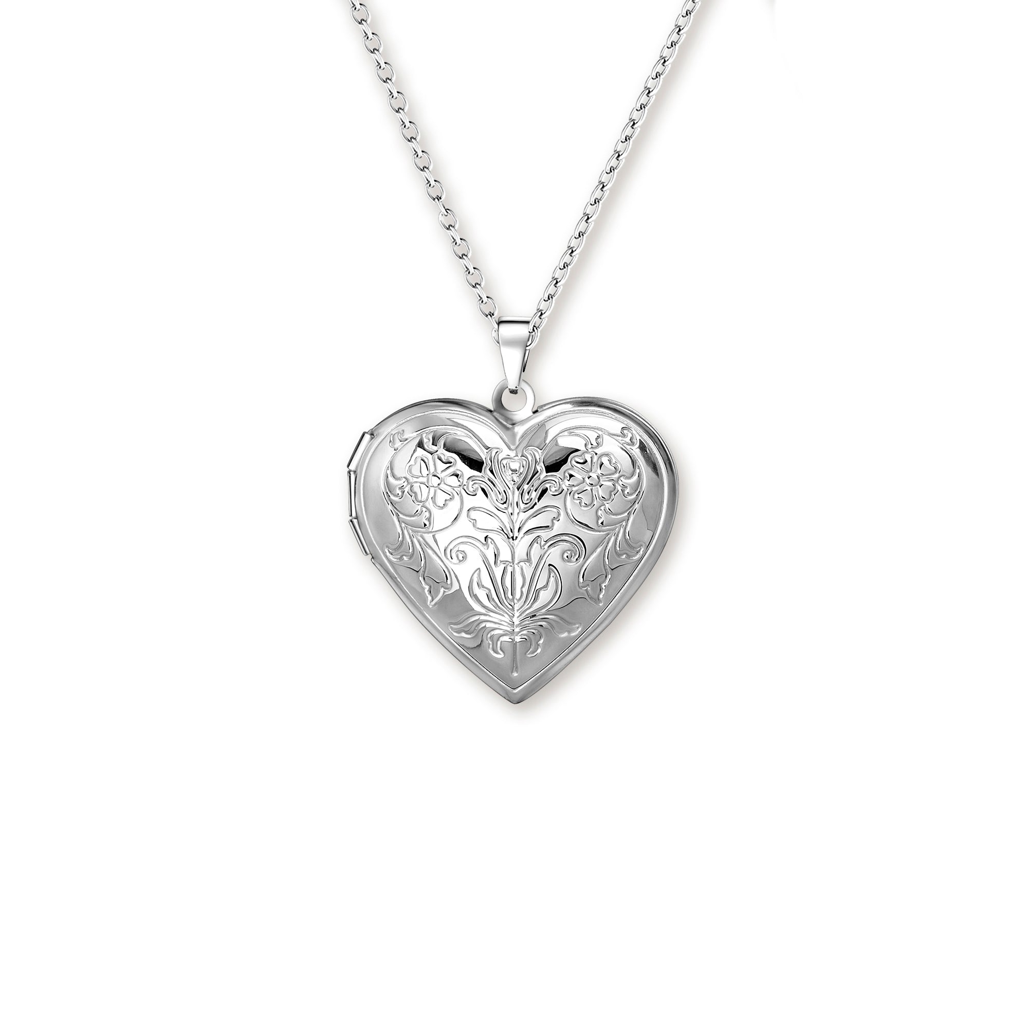 Symmetrical Floral Photo Heart Locket