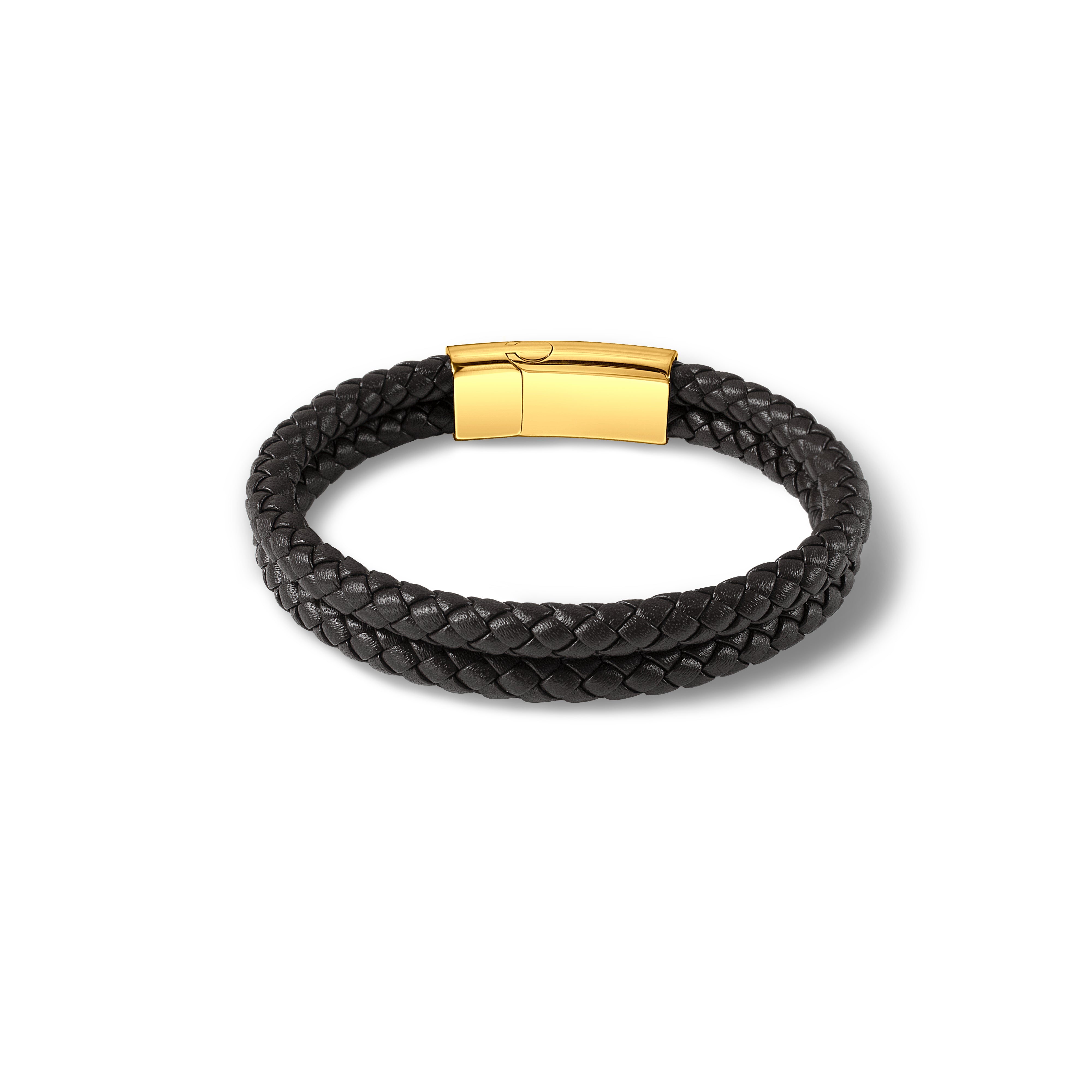 Custom Engraved Double Layer Leather Bracelet | Personalized Men's