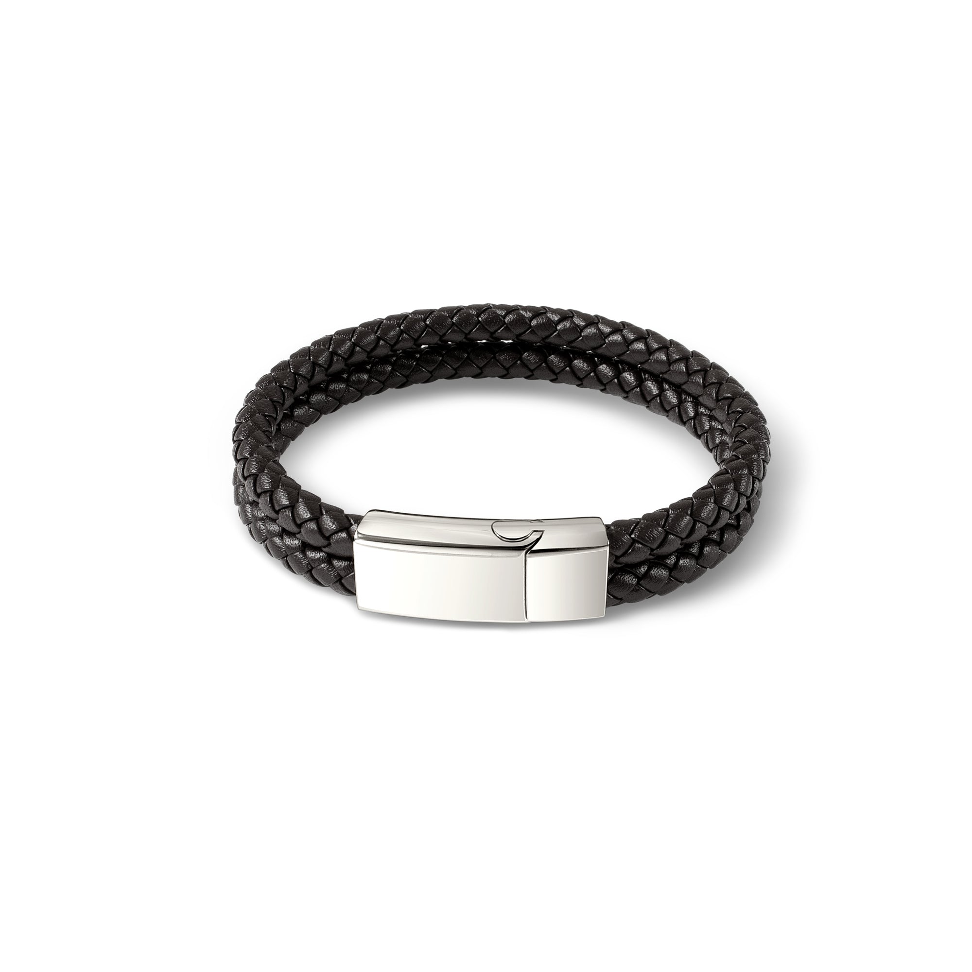 Custom Engraved Double Layer Leather Bracelet | Personalized Men's