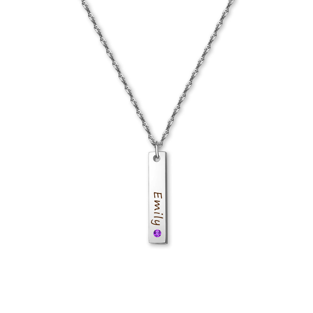 Custom Vertical Bar Birthstone Necklace