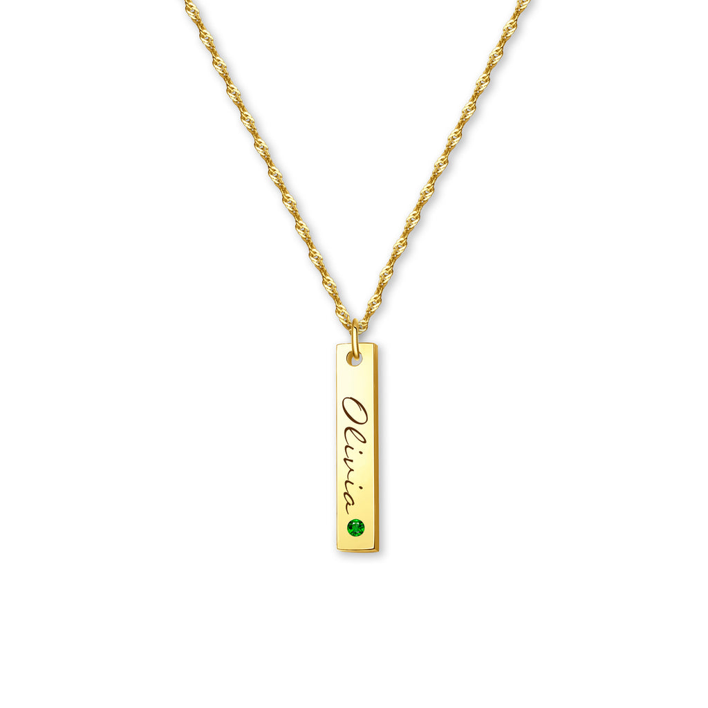 Custom Vertical Bar Birthstone Necklace