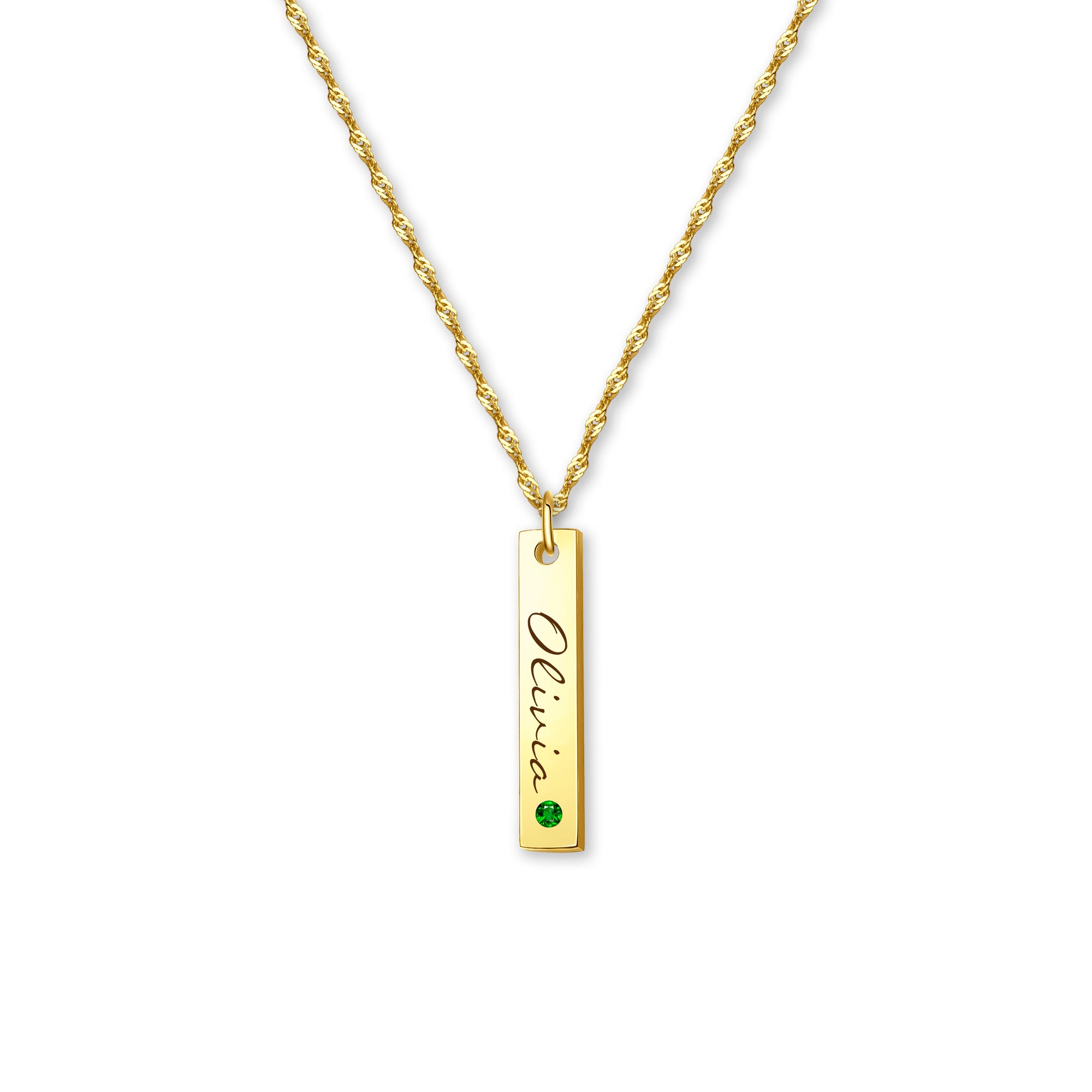 Custom Vertical Bar Birthstone Necklace