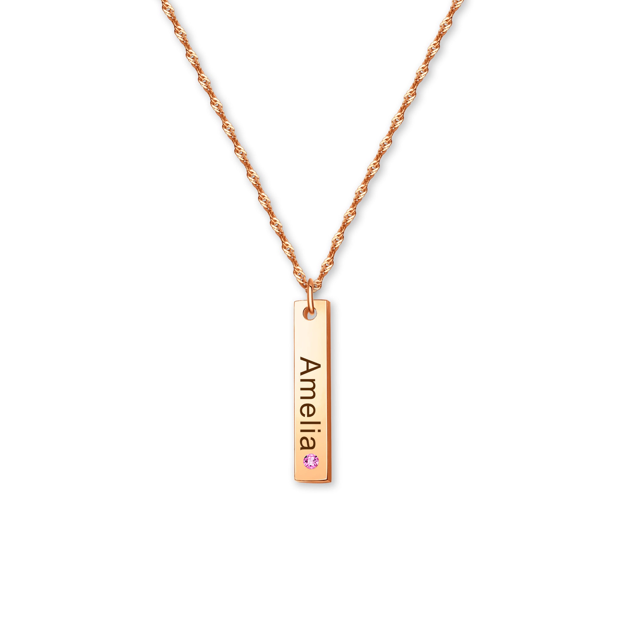 Custom Vertical Bar Birthstone Necklace