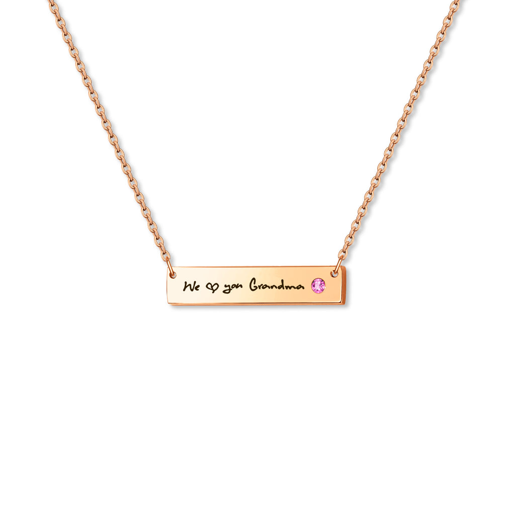 Birthstone Bar Handwriting Necklace