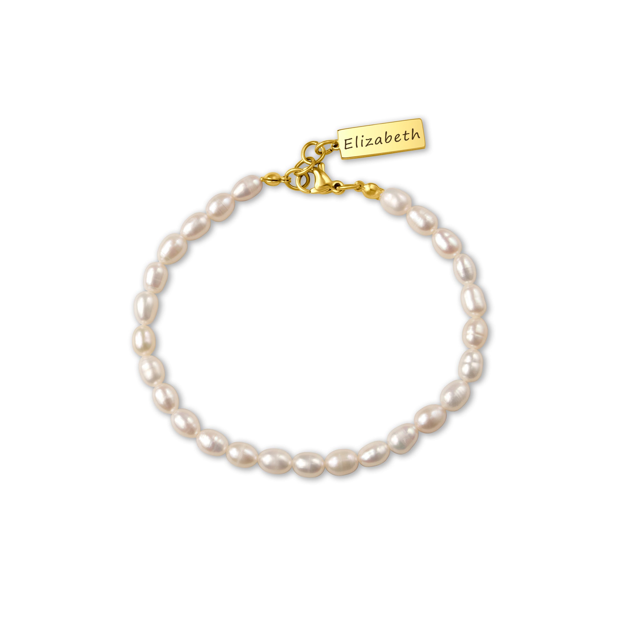 Personalized Square Charm Pearl Bracelet