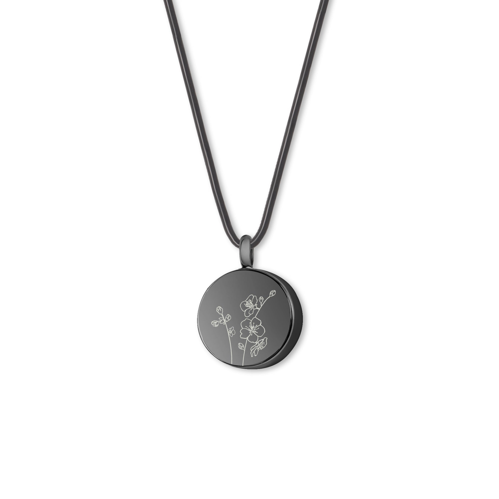 Classic Round Birth Flower Memorial Necklace