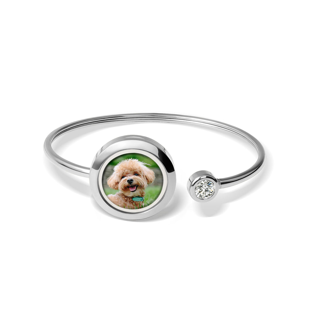 Photo Locket Pet Memorial Cuff Bangle