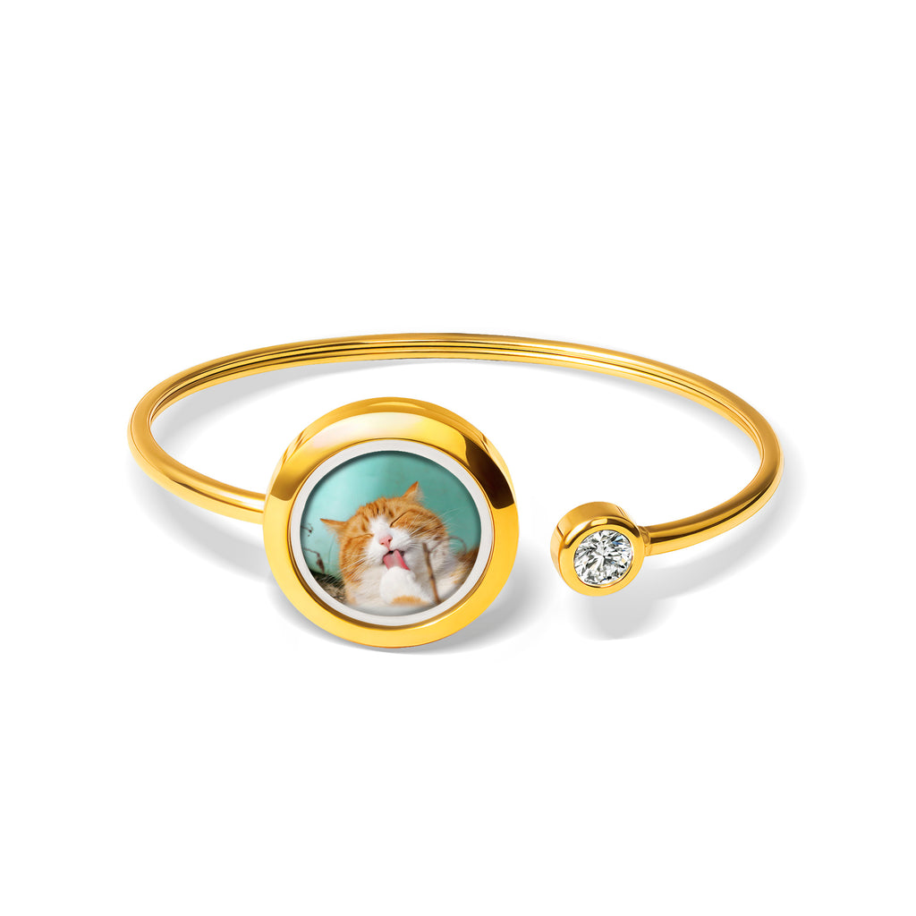 Photo Locket Pet Memorial Cuff Bangle