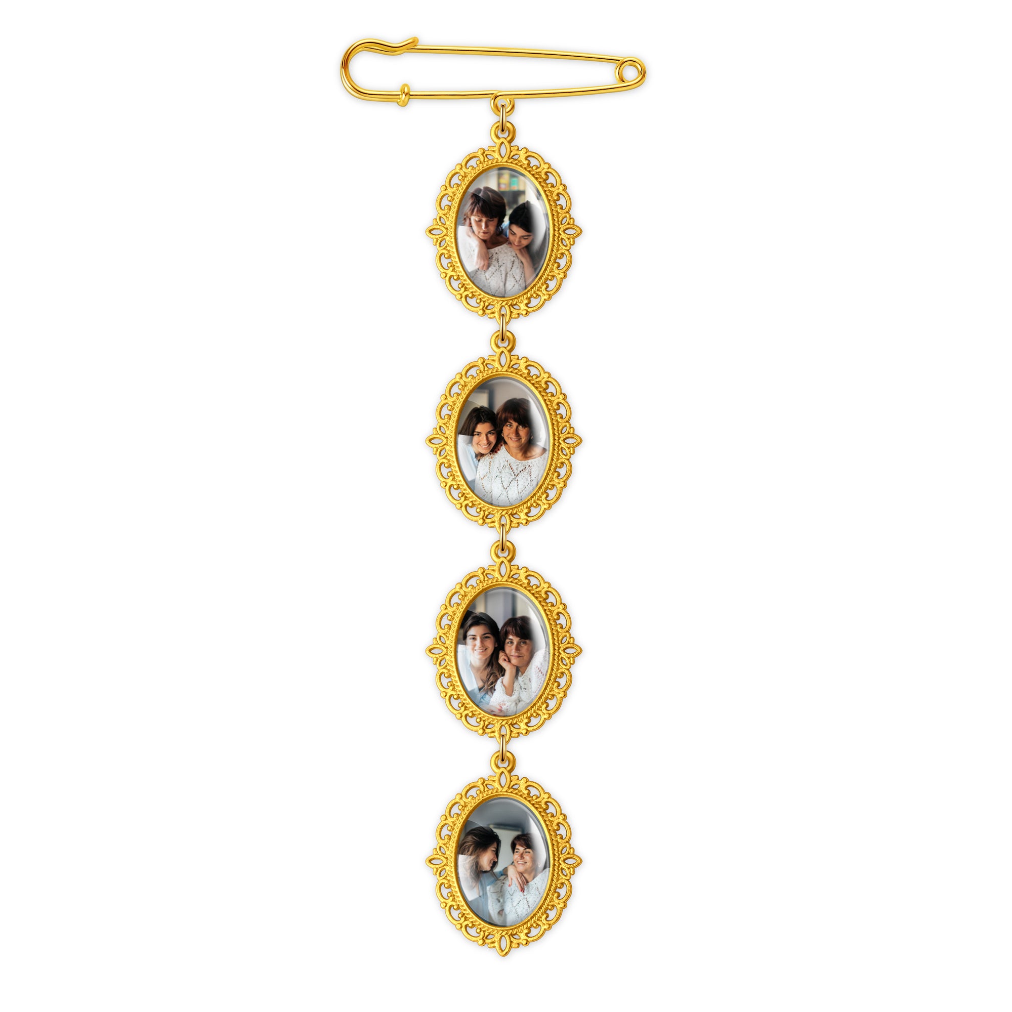 Vertical Oval Vintage Graduation Photo Brooch Pin