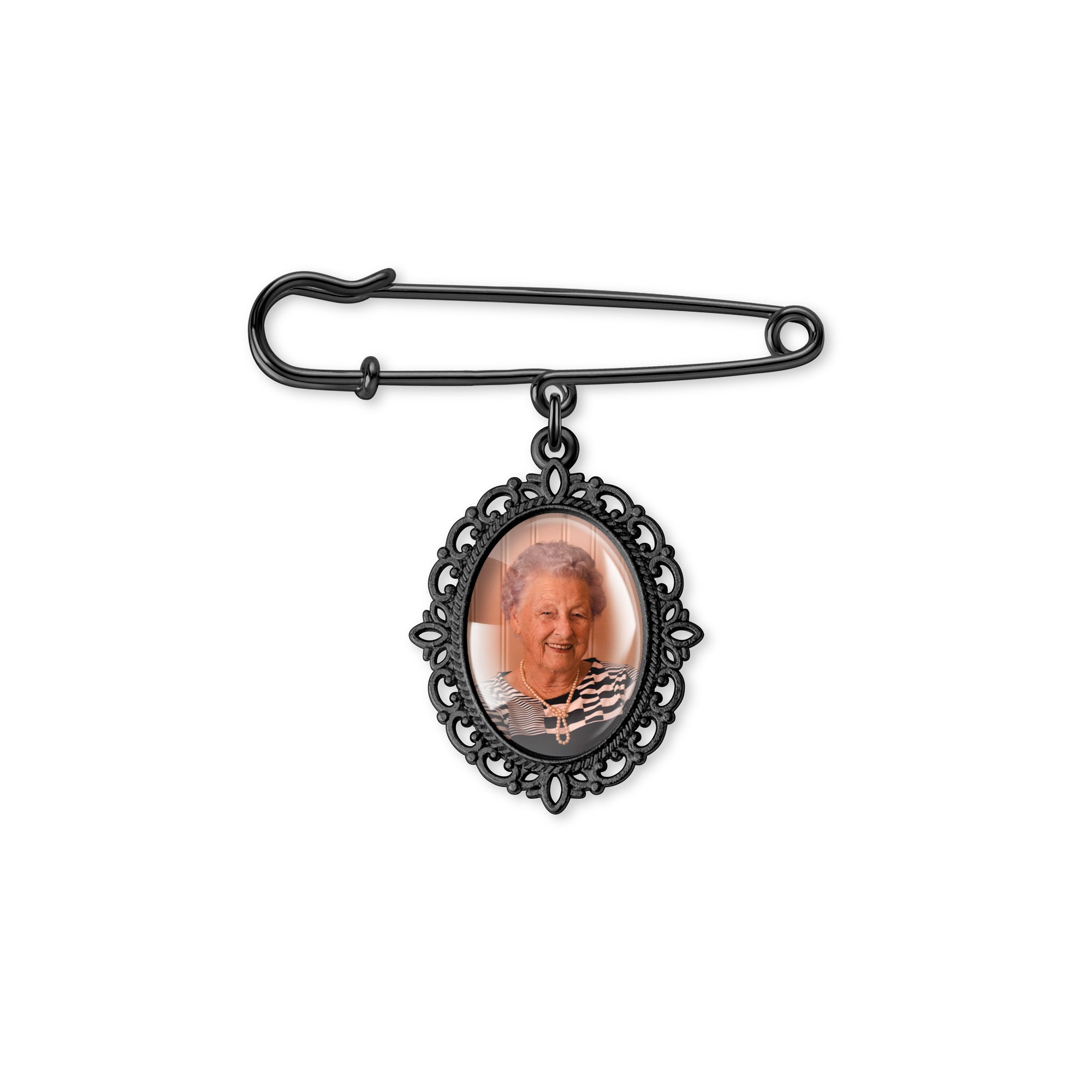 Vertical Wedding Oval Photo Brooch Pin