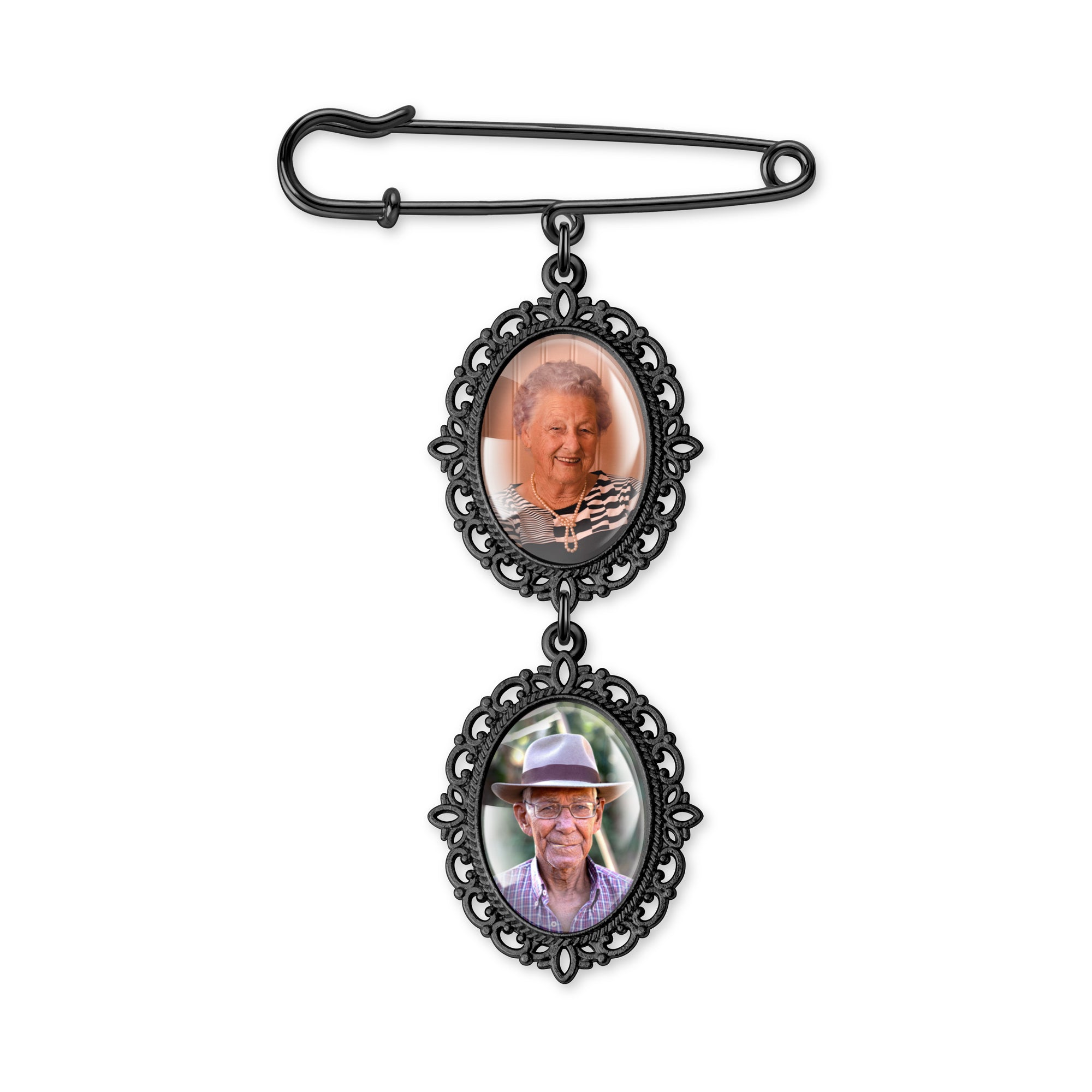 Vertical Wedding Oval Photo Brooch Pin