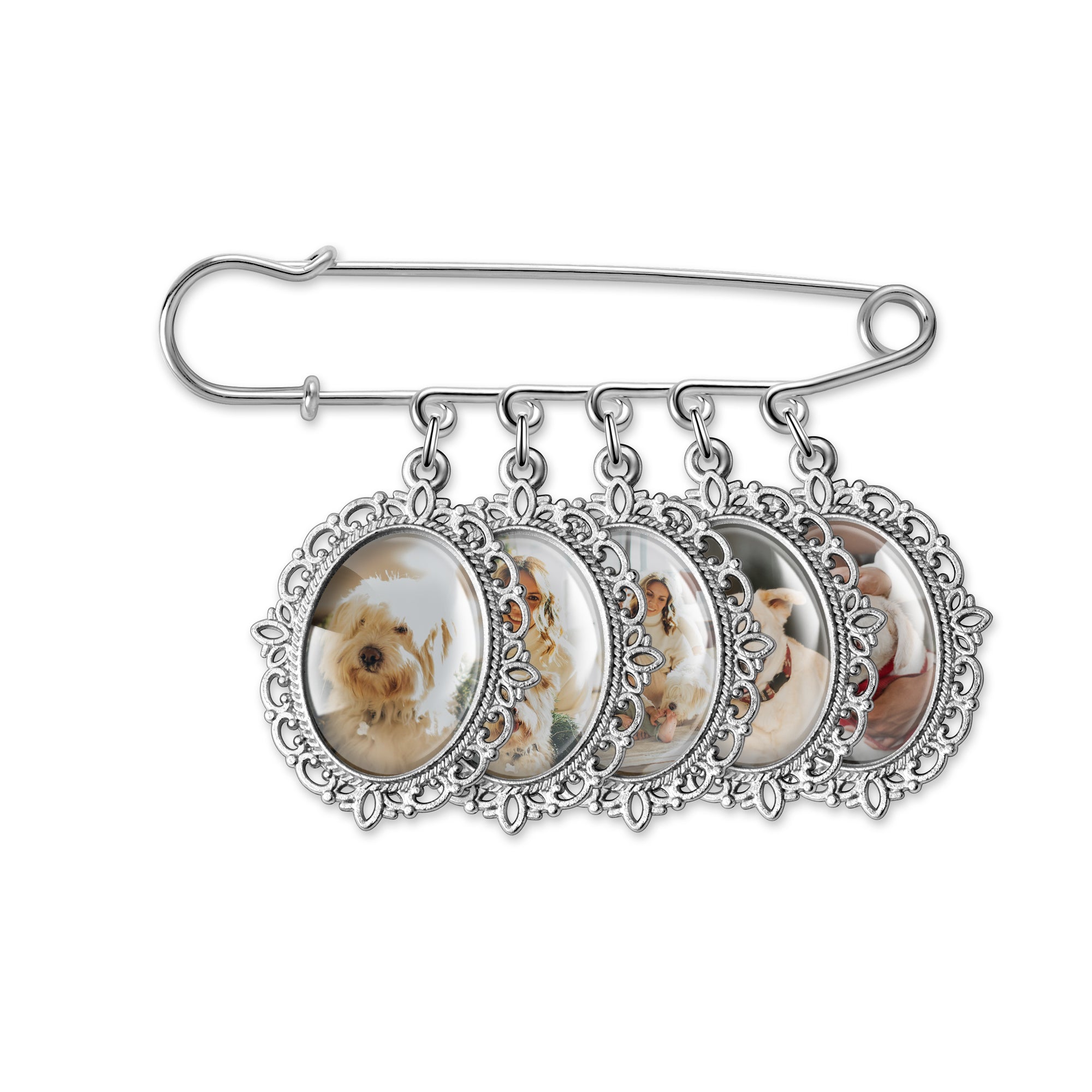 Horizontal Oval Pet Memorial Photo Brooch Pin