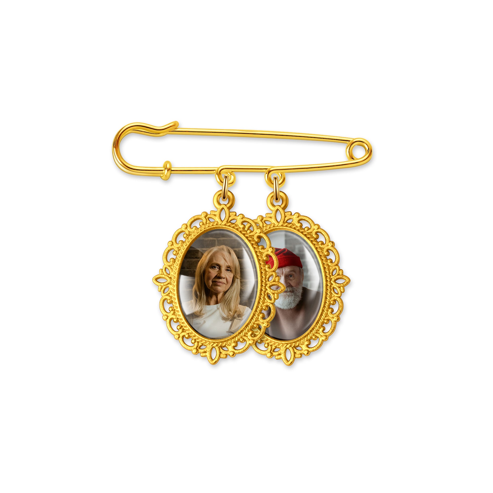 Horizontal Oval Pet Memorial Photo Brooch Pin