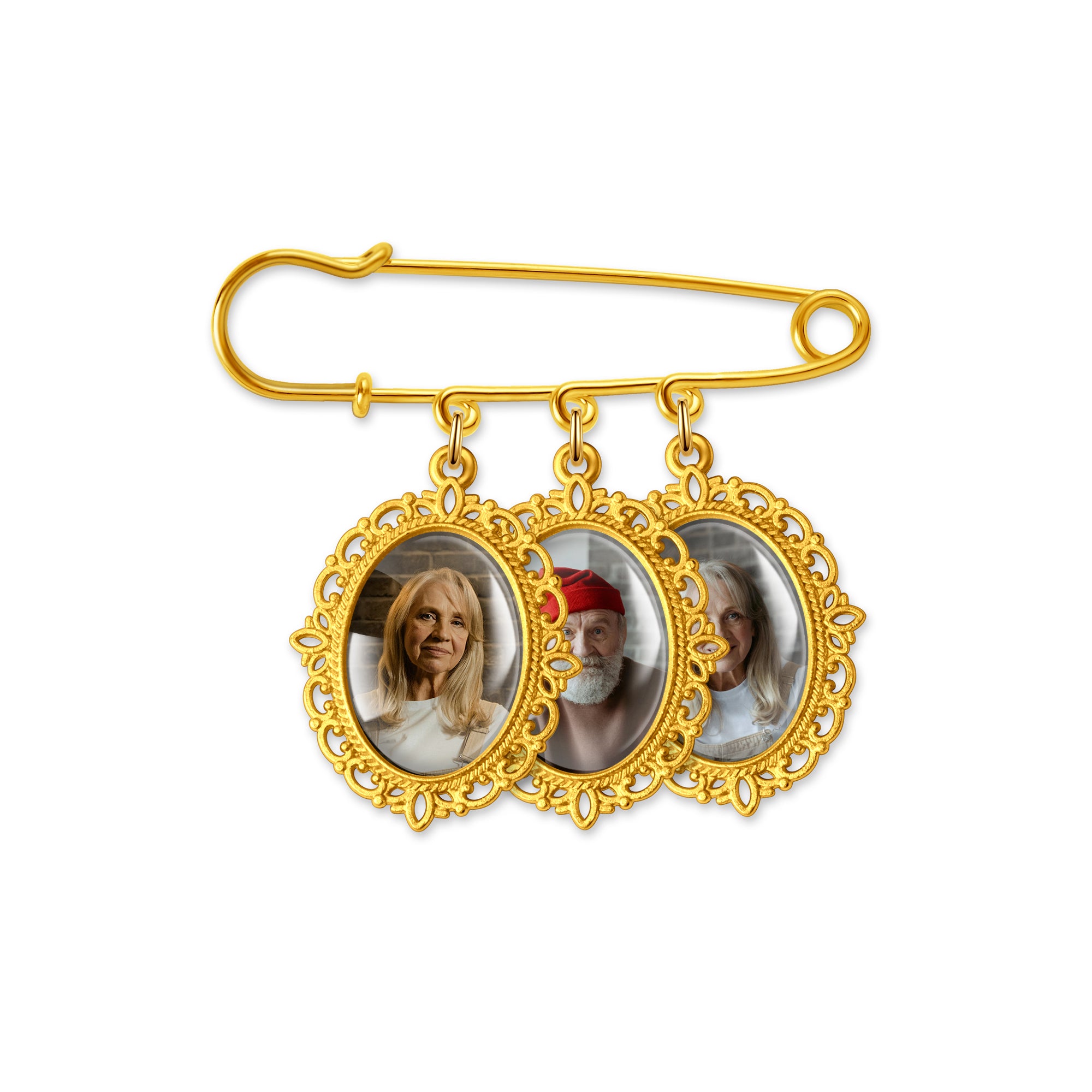 Horizontal Oval Pet Memorial Photo Brooch Pin