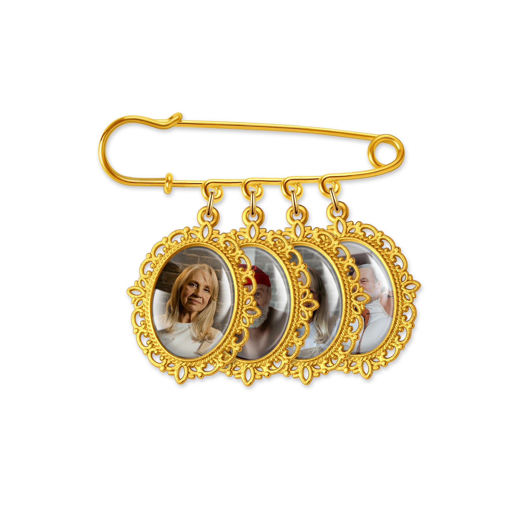 Horizontal Oval Pet Memorial Photo Brooch Pin
