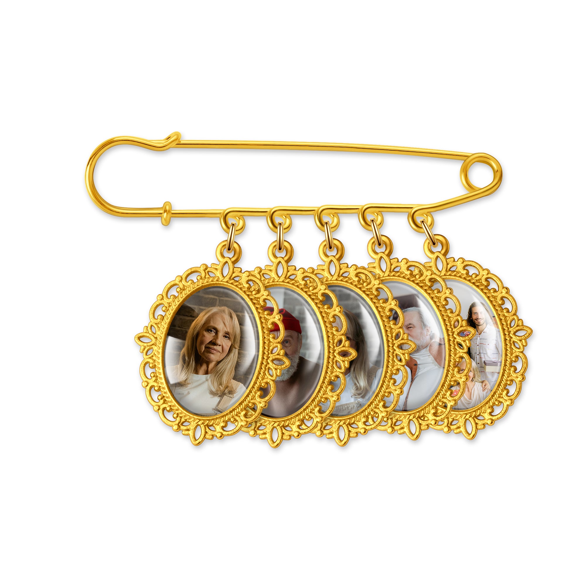 Horizontal Oval Pet Memorial Photo Brooch Pin