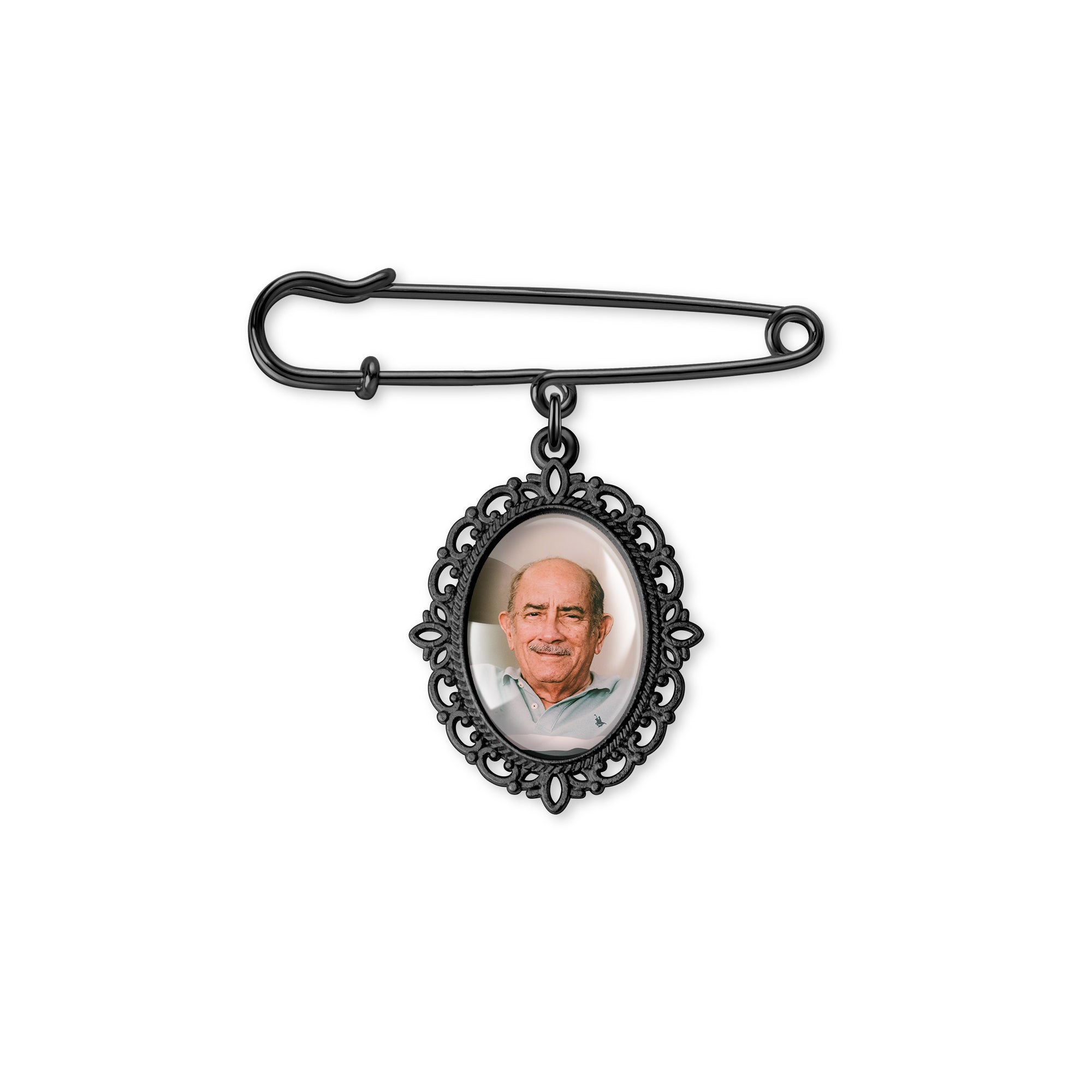 Horizontal Oval Pet Memorial Photo Brooch Pin