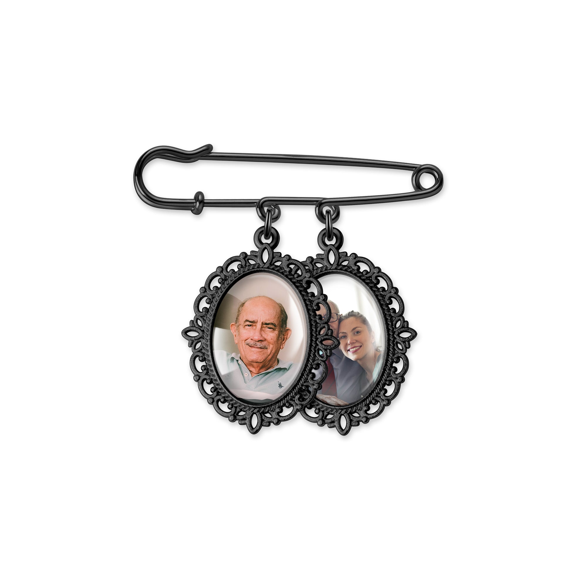 Horizontal Oval Pet Memorial Photo Brooch Pin