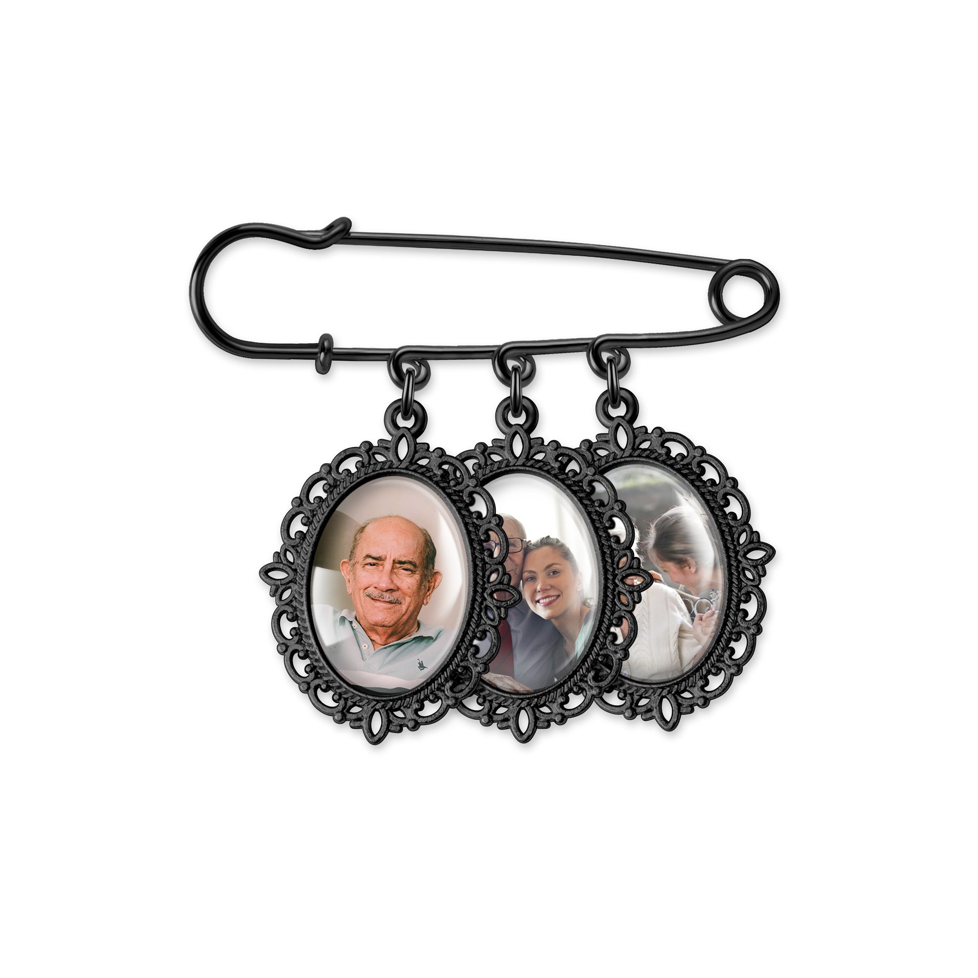 Horizontal Oval Pet Memorial Photo Brooch Pin