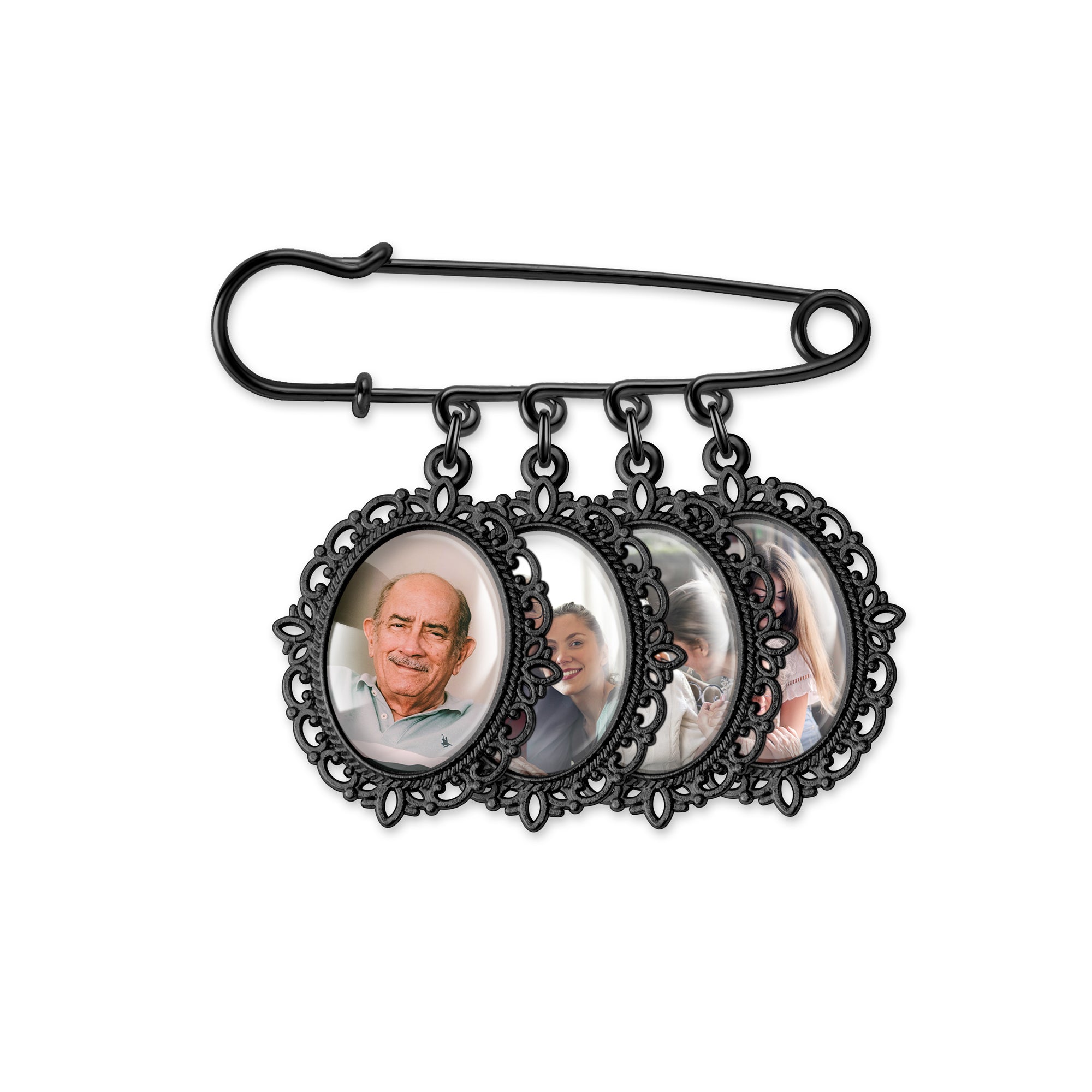 Horizontal Oval Pet Memorial Photo Brooch Pin